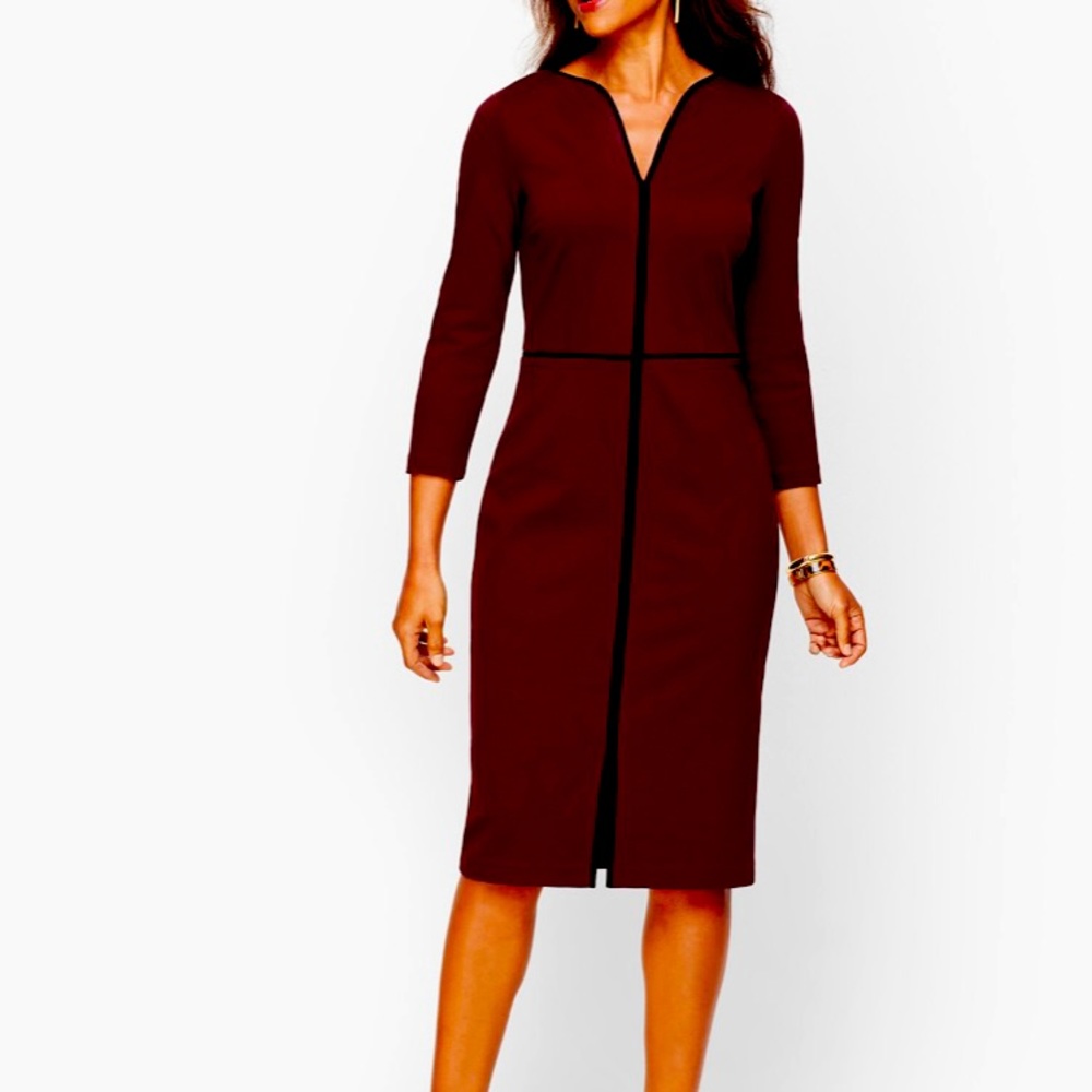 Talbots Tipped Ponte Sheath Dress. Seasonless. Excellent Condition!!